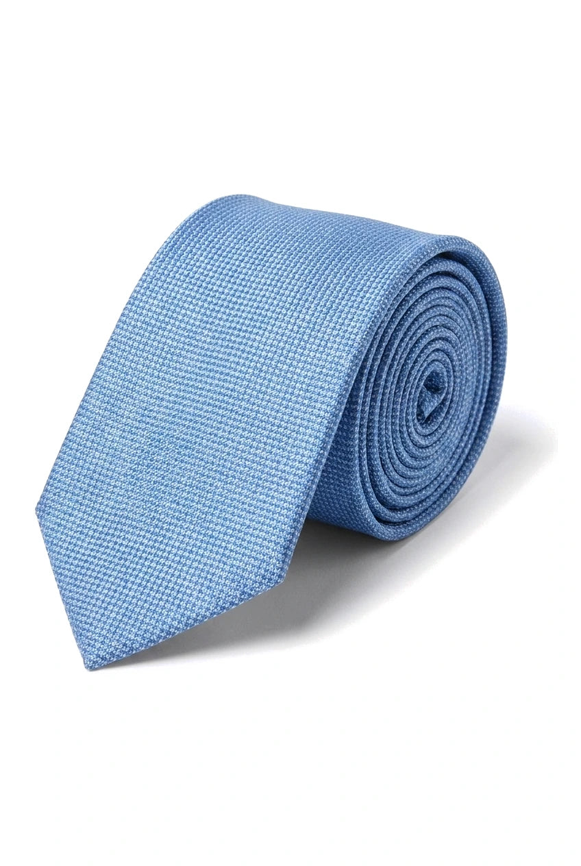 Conjunto de gravata e lenço de bolso masculino formal liso - Azul celeste