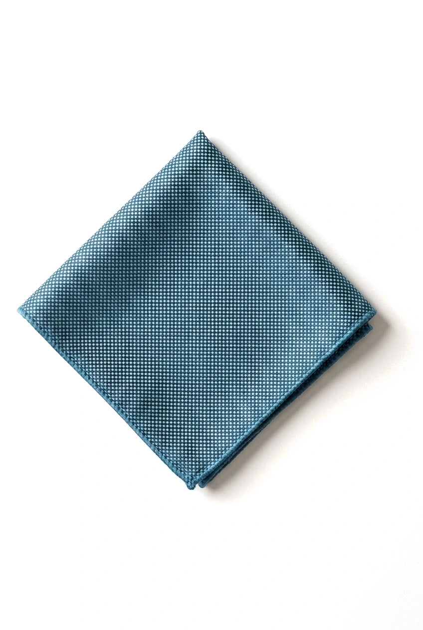 Conjunto de gravata e lenço de bolso masculino formal, cor turquesa.