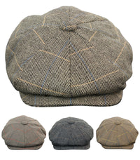 Boné Peaky Blinders masculino em tweed xadrez