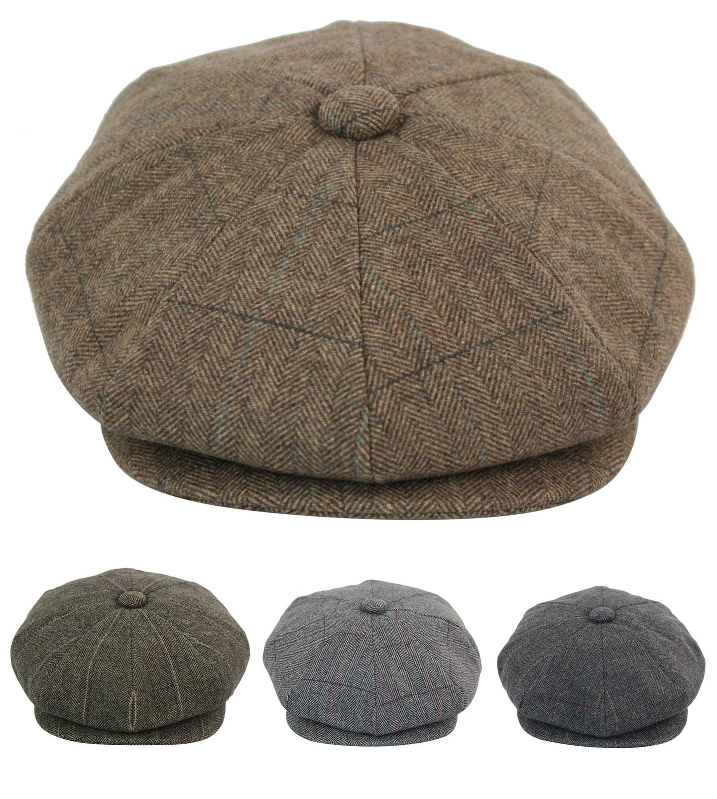 Boné Peaky Blinders masculino em tweed xadrez