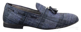 Sapatos masculinos de tweed xadrez com borlas