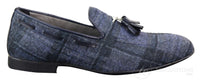 Sapatos masculinos de tweed xadrez com borlas
