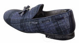 Sapatos masculinos de tweed xadrez com borlas