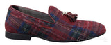 Sapatos masculinos de tweed xadrez com borlas