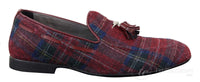 Sapatos masculinos de tweed xadrez com borlas