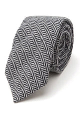 Gravata e lenço de bolso masculinos em tweed cinza, estilo clássico britânico, em lã espinha de peixe.