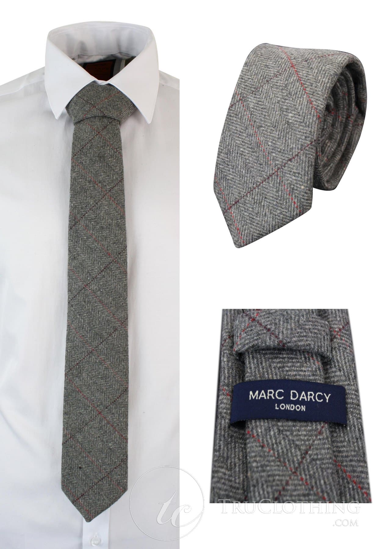 Gravatas masculinas Marc Darcy em tweed espinha de peixe texturizado, estilo clássico vintage retrô Deon.