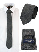 Gravata masculina Marc Darcy em tweed espinha de peixe texturizada, estilo clássico vintage retrô DX7