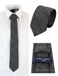 Gravata masculina Marc Darcy em tweed espinha de peixe texturizada, estilo clássico vintage retrô DX7