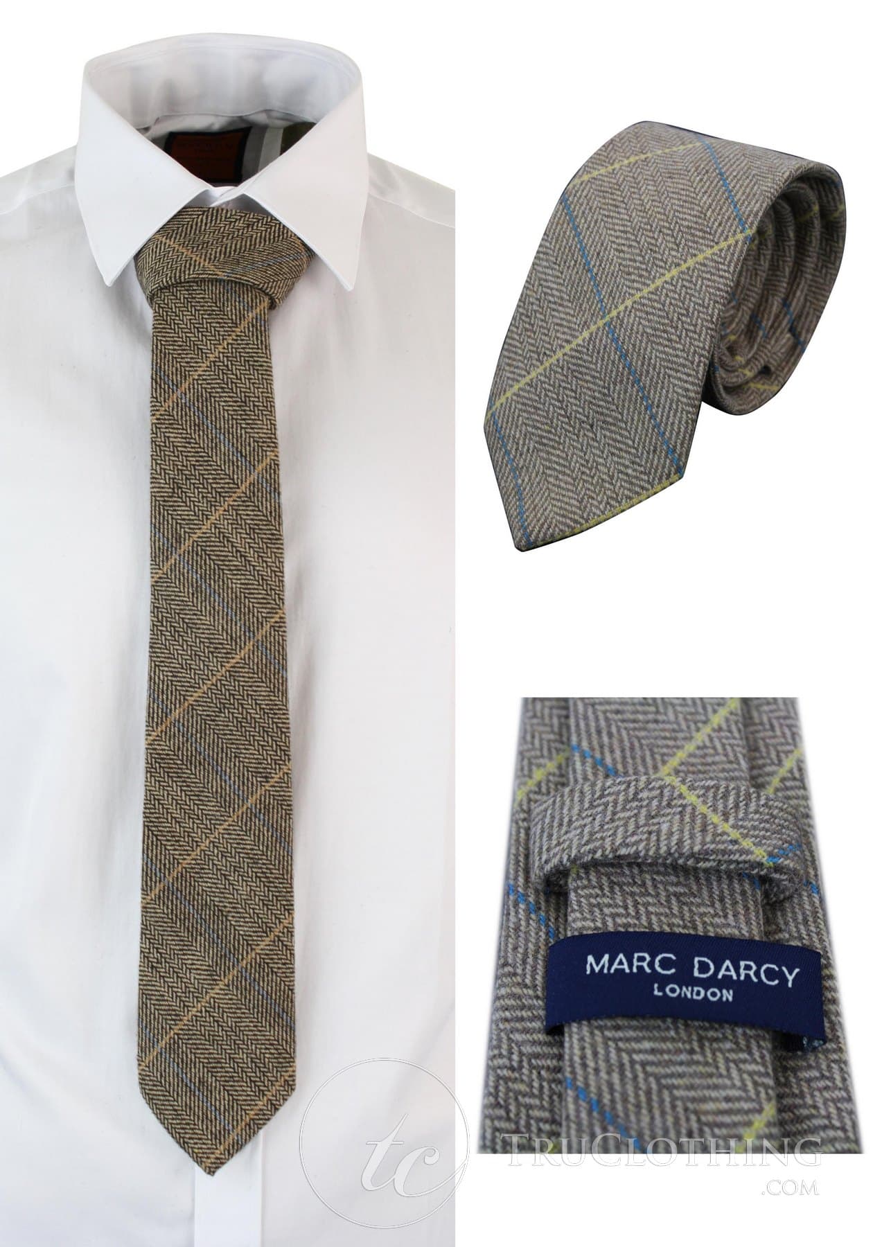 Gravata masculina Marc Darcy em tweed espinha de peixe texturizada, estilo clássico vintage retrô DX7