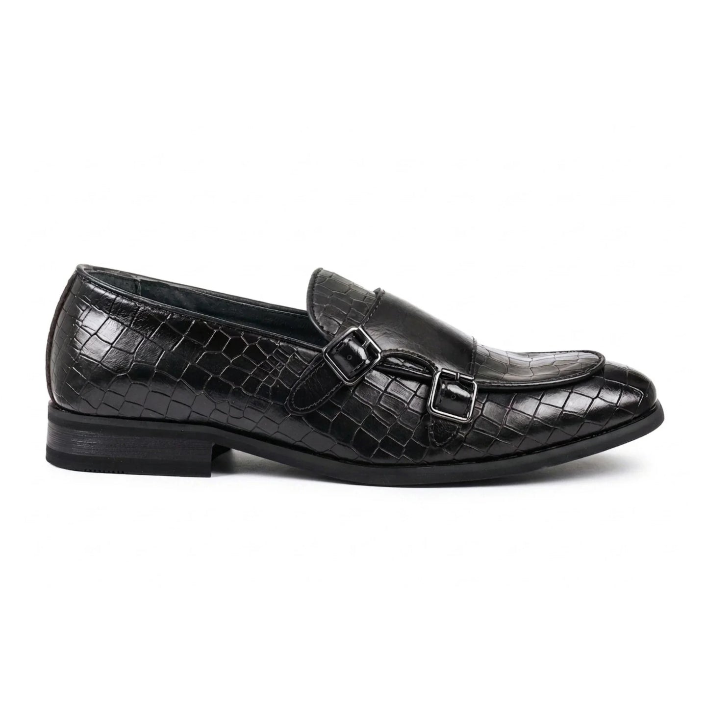 Mocassins masculinos de couro vegano com fivela dupla