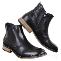 Botas masculinas vintage estilo brogue de cano curto - Cavani Fox