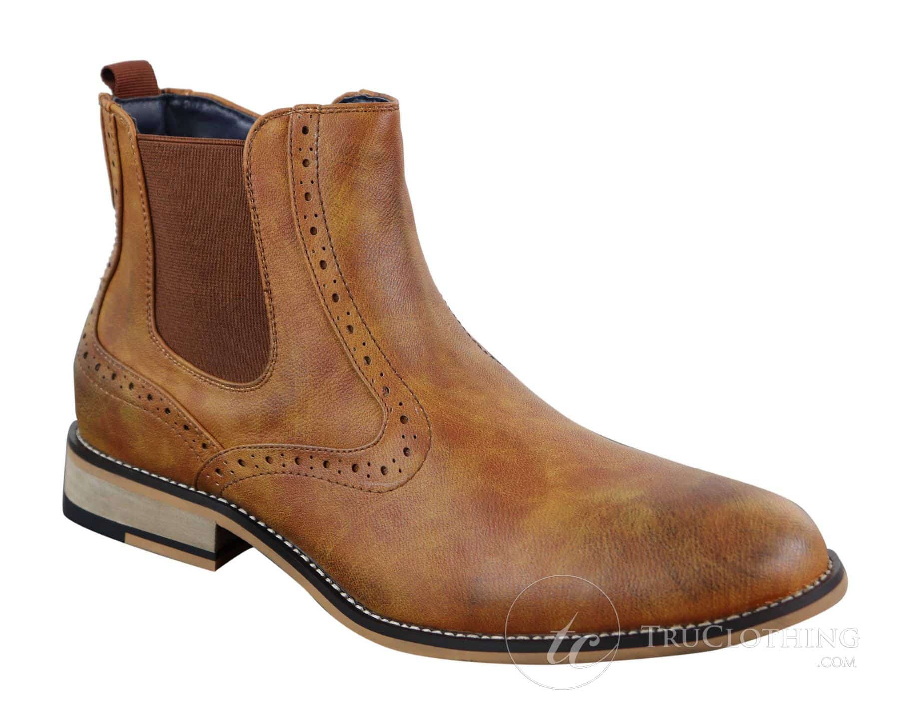 Botas masculinas vintage estilo brogue de cano curto - Cavani Fox