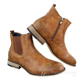 Botas masculinas vintage estilo brogue de cano curto - Cavani Fox