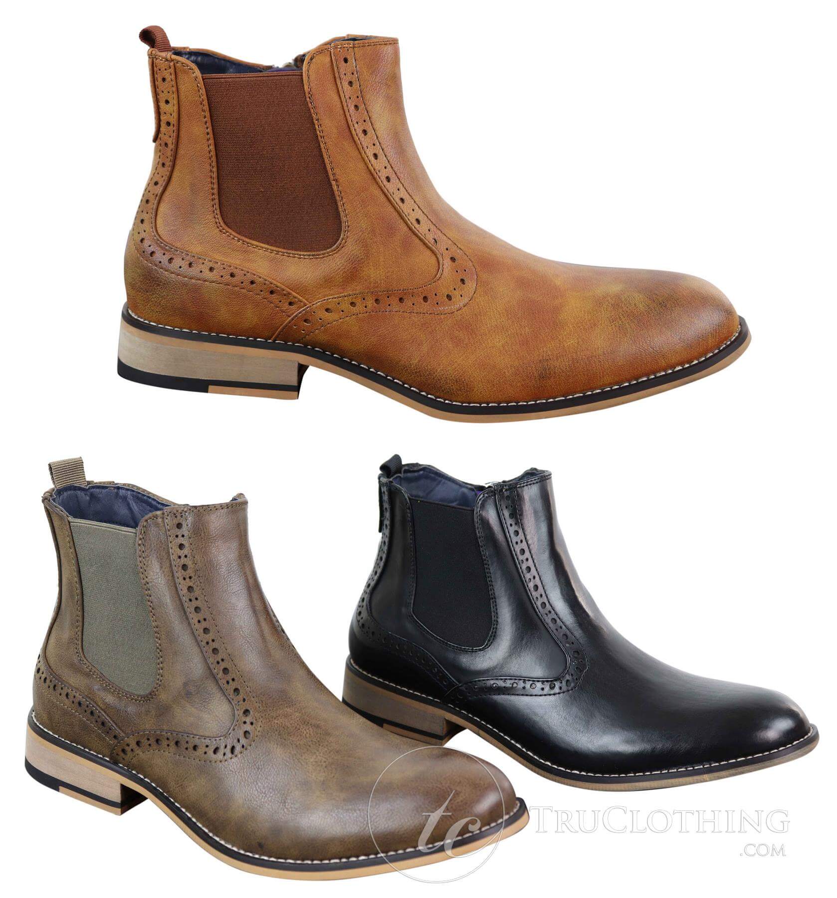 Botas masculinas vintage estilo brogue de cano curto - Cavani Fox