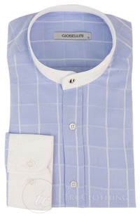 Camisa masculina vintage com estampa xadrez e gola removível.