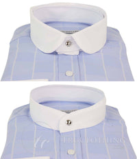Camisa masculina vintage com estampa xadrez e gola removível.