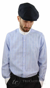 Camisa masculina vintage com estampa xadrez e gola removível.
