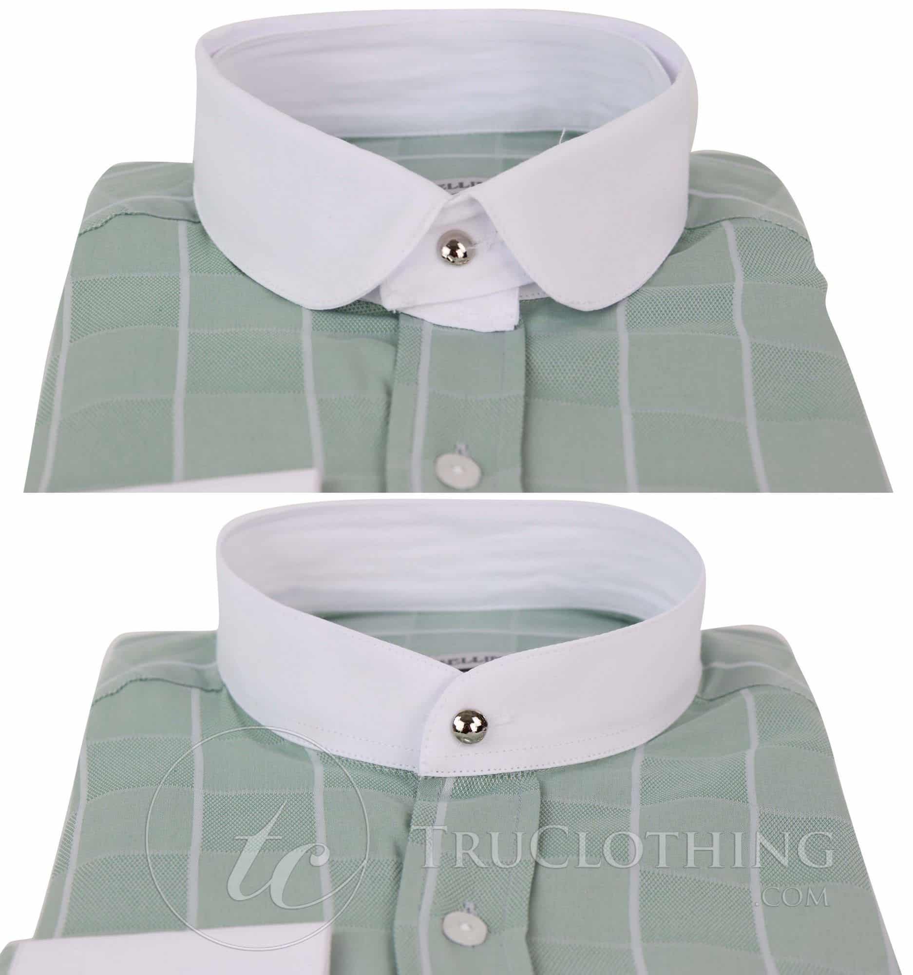 Camisa masculina vintage com estampa xadrez e gola removível.