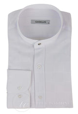 Camisa masculina vintage com estampa xadrez e gola removível.