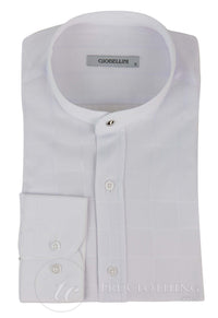 Camisa masculina vintage com estampa xadrez e gola removível.