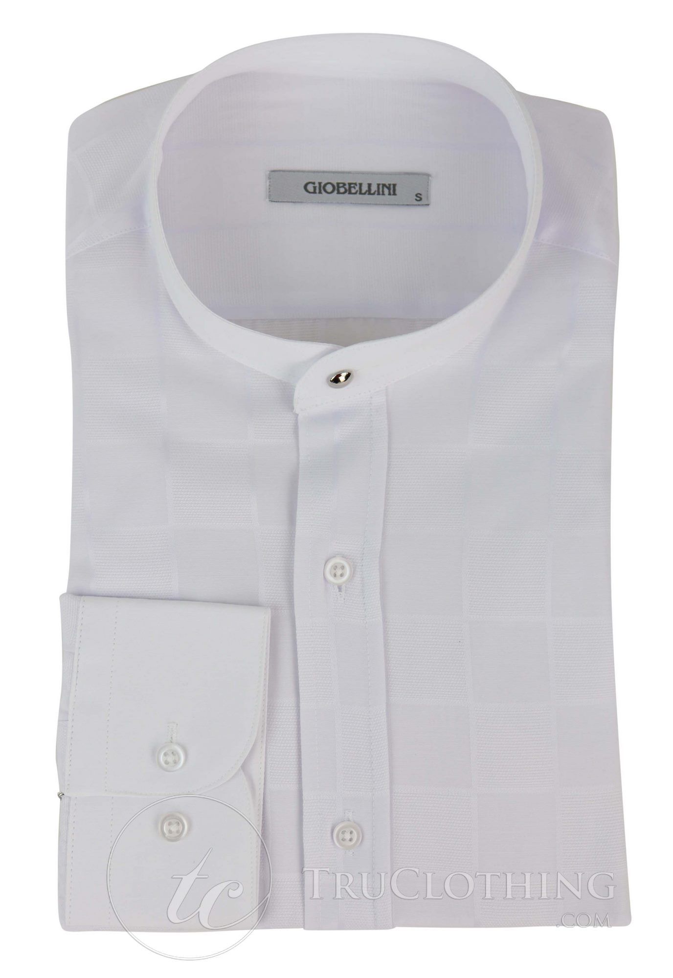 Camisa masculina vintage com estampa xadrez e gola removível.