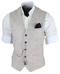 Colete masculino vintage creme com relógio de bolso