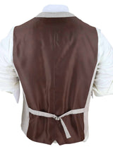 Colete masculino vintage creme com relógio de bolso
