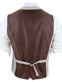 Colete masculino vintage creme com relógio de bolso