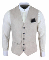 Colete masculino vintage creme com relógio de bolso