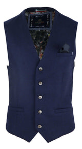 Colete masculino vintage azul-marinho com relógio de bolso