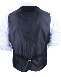 Colete masculino vintage azul-marinho com relógio de bolso