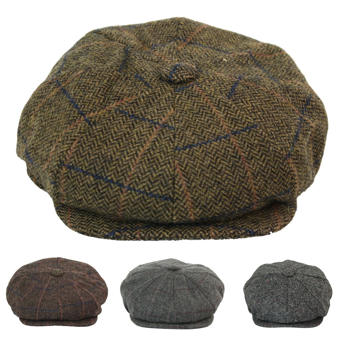 Chapéu masculino vintage de tweed estilo Peaky Blinders