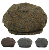 Chapéu masculino vintage de tweed estilo Peaky Blinders