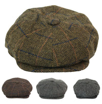 Chapéu masculino vintage de tweed estilo Peaky Blinders