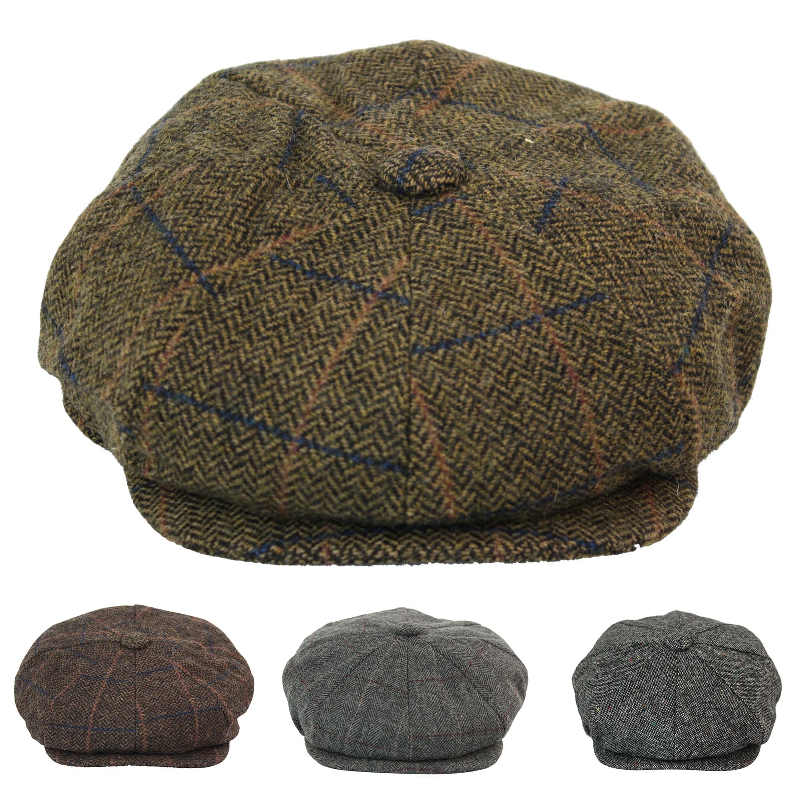 Chapéu masculino vintage de tweed estilo Peaky Blinders