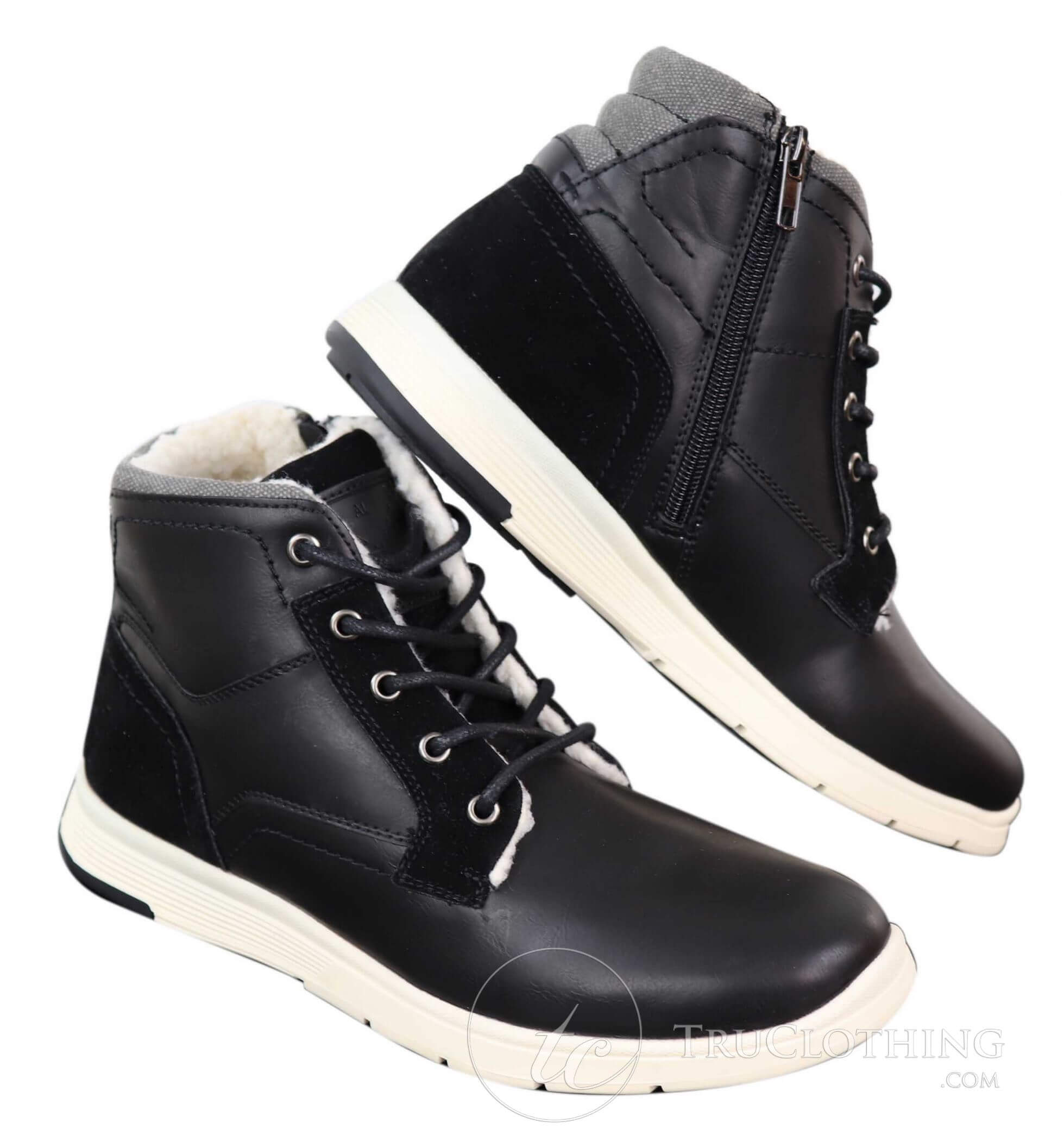 Botas masculinas de inverno em couro PU