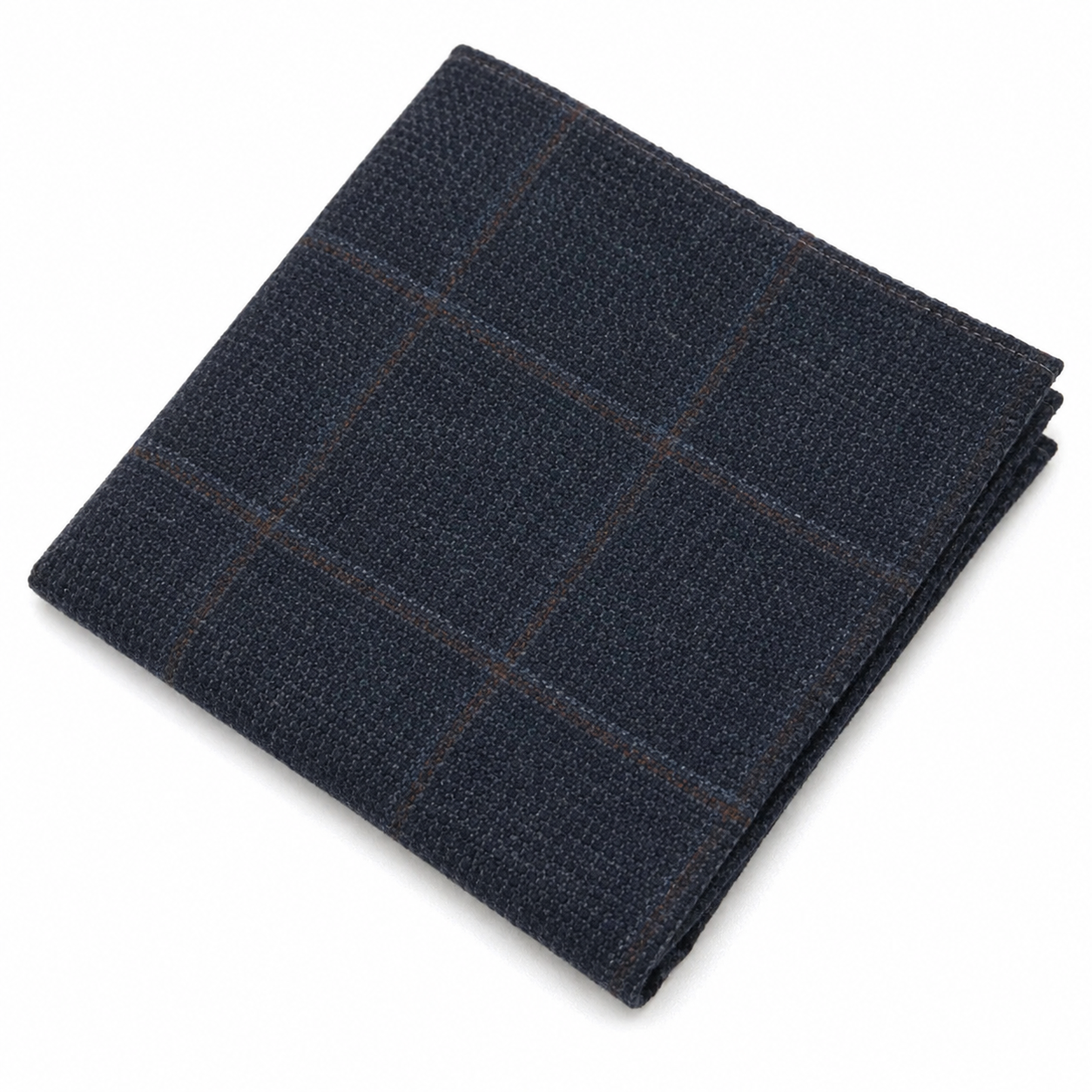 Gravata masculina em tweed xadrez espinha de peixe em mistura de lã - Azul-marinho