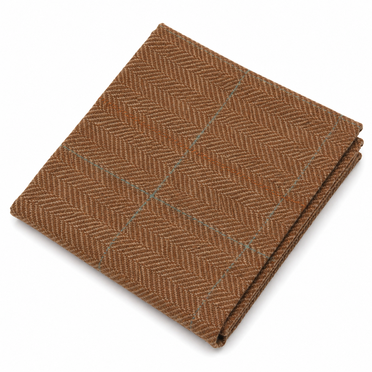 Gravata masculina de tweed xadrez espinha de peixe em mistura de lã - Carvalho