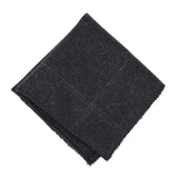 Gravata masculina em tweed xadrez espinha de peixe em mistura de lã - Azul-marinho