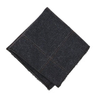 Gravata masculina em tweed xadrez espinha de peixe em mistura de lã - Azul-marinho