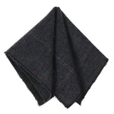 Gravata masculina em tweed xadrez espinha de peixe em mistura de lã - Azul-marinho