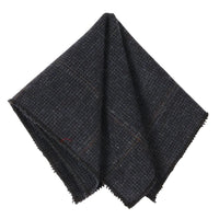 Gravata masculina em tweed xadrez espinha de peixe em mistura de lã - Azul-marinho