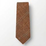Gravata masculina de tweed xadrez espinha de peixe em mistura de lã - Carvalho