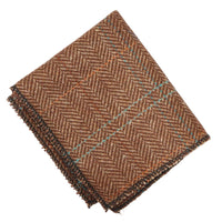 Gravata masculina de tweed xadrez espinha de peixe em mistura de lã - Carvalho