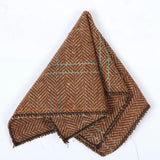Gravata masculina de tweed xadrez espinha de peixe em mistura de lã - Carvalho