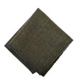 Gravata masculina de tweed xadrez espinha de peixe em mistura de lã - Verde Oliva