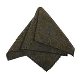 Gravata masculina de tweed xadrez espinha de peixe em mistura de lã - Verde Oliva