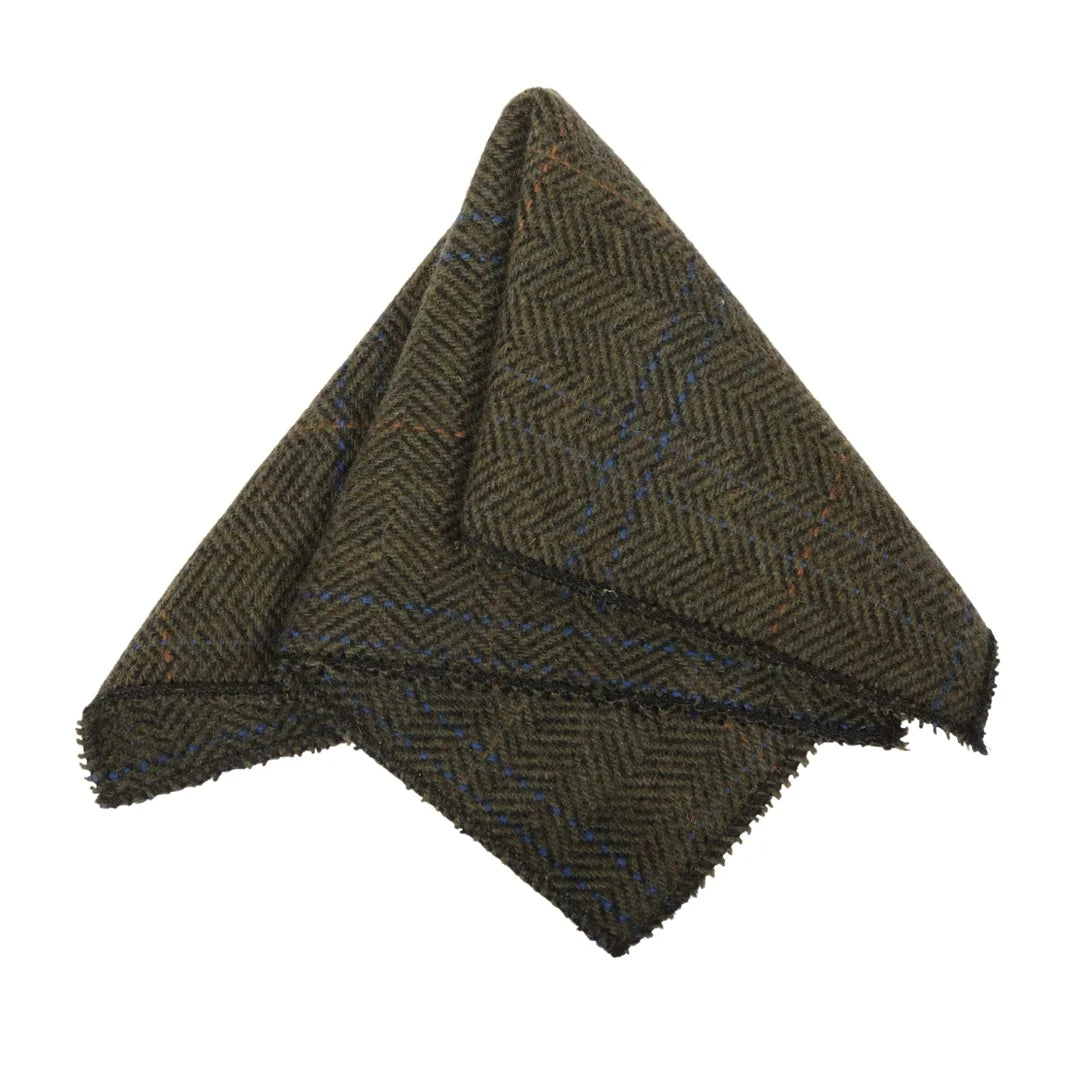 Gravata masculina de tweed xadrez espinha de peixe em mistura de lã - Verde Oliva