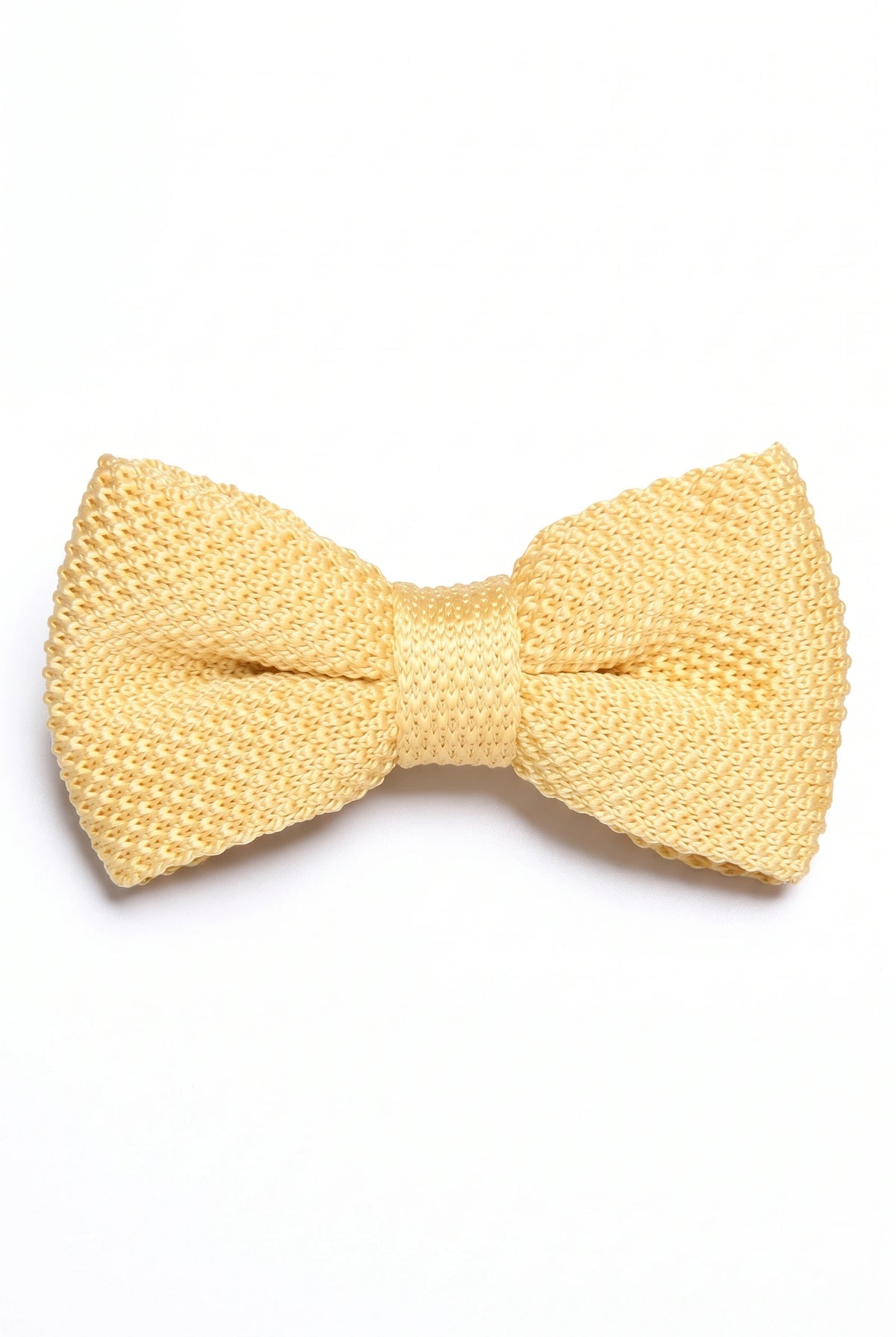 Gravata borboleta masculina amarela de tricô